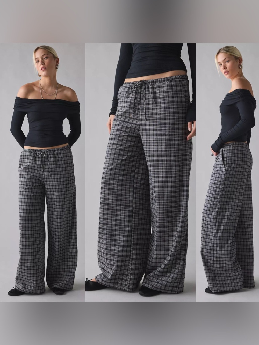 SOLD OUT UO LORE CHECK LOW RISE WIDE LEG PANTS